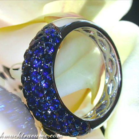 Saphir Pavé Ring in Weißgold 585