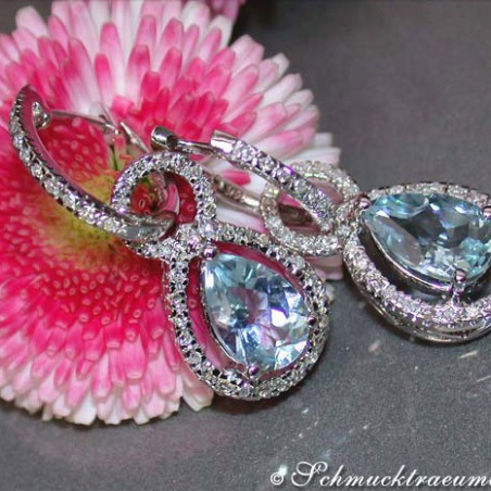 Aquamarin Ohrringe mit Diamanten