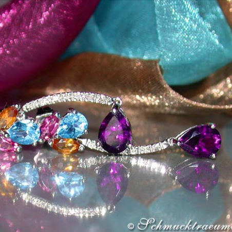 Edelstein Ohrstecker Citrin Blautopas Saphir Amethyst