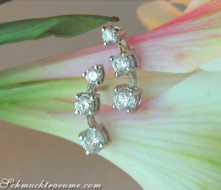 Pretty Three Diamond Solitaire Earrings