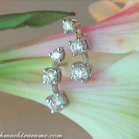 Pretty Three Diamond Solitaire Earrings