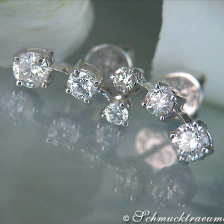 Pretty Three Diamond Solitaire Earrings