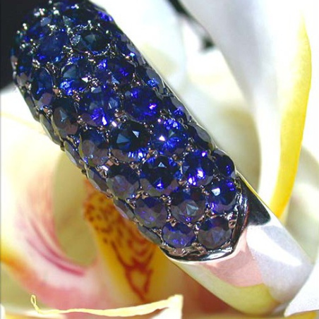 Saphir Pavé Ring in Weißgold 585
