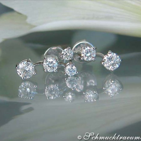 Pretty Three Diamond Solitaire Earrings