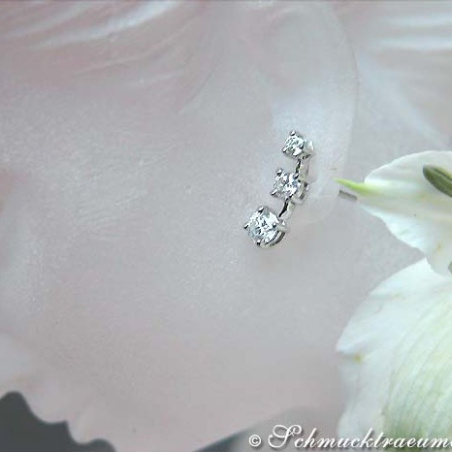 Pretty Three Diamond Solitaire Earrings