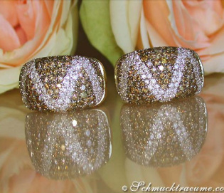Attractive Brown and White Diamond Earrings (Zig Zag Style)