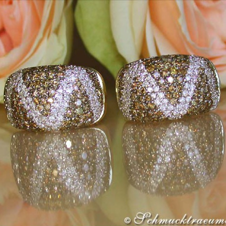 Attractive Brown and White Diamond Earrings (Zig Zag Style)