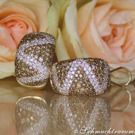 Attractive Brown and White Diamond Earrings (Zig Zag Style)