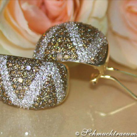 Attractive Brown and White Diamond Earrings (Zig Zag Style)