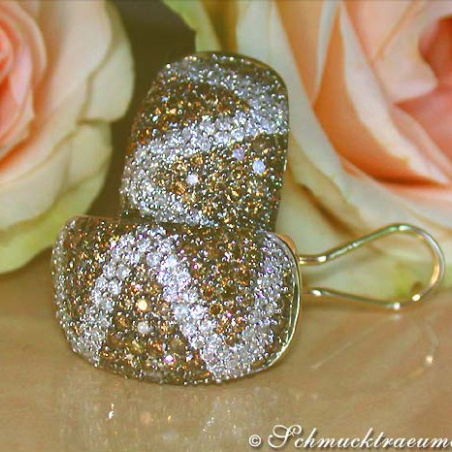 Attractive Brown and White Diamond Earrings (Zig Zag Style)