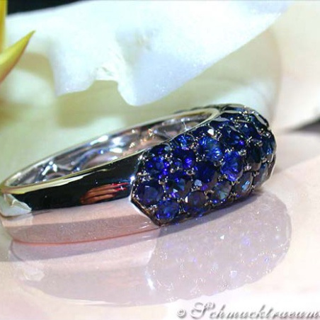 Saphir Pavé Ring in Weißgold 585