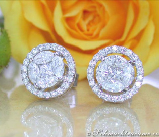 Ohrstecker mit Diamanten im Marquise und Princess Schliff