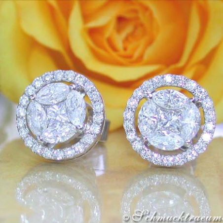 Exclusive Diamond Stud Earrings (Marquise & Princess Cut)