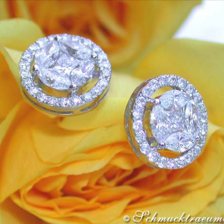 Exclusive Diamond Stud Earrings (Marquise & Princess Cut)