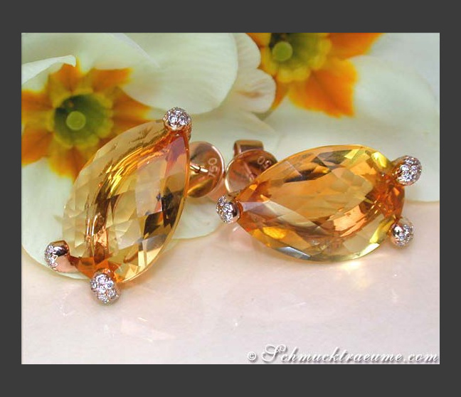 Stately Citrine Pear Earrings with Diamonds Stately Citrine Pear Earrings with Diamonds