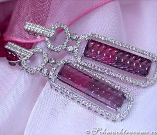 Tremendous Pink Tourmaline Earrings with Diamonds