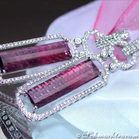 Tremendous Pink Tourmaline Earrings with Diamonds
