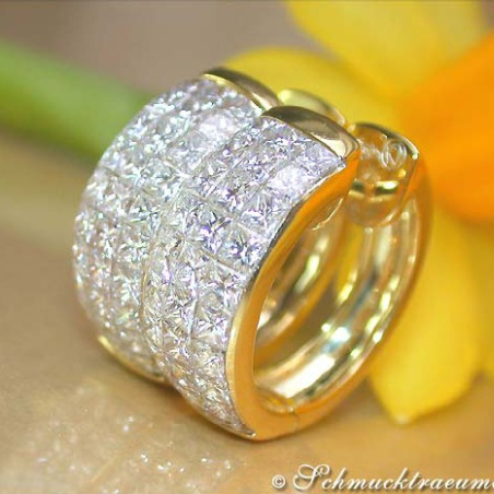 Exclusive Princess Diamond Hoop Earrings in Yellow gold 18k