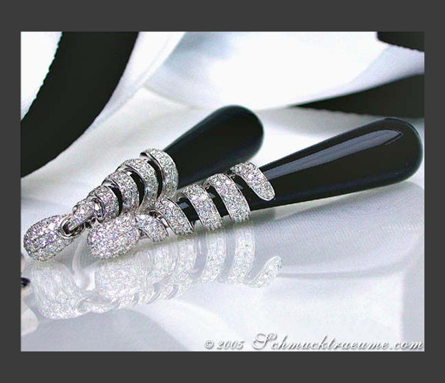 Exclusive Onyx Dangling Earrings with Diamonds Exclusive Onyx Dangling Earrings with Diamonds