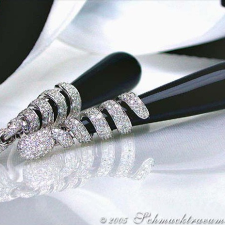 Exclusive Onyx Dangling Earrings with Diamonds