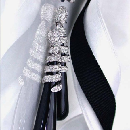 Exclusive Onyx Dangling Earrings with Diamonds