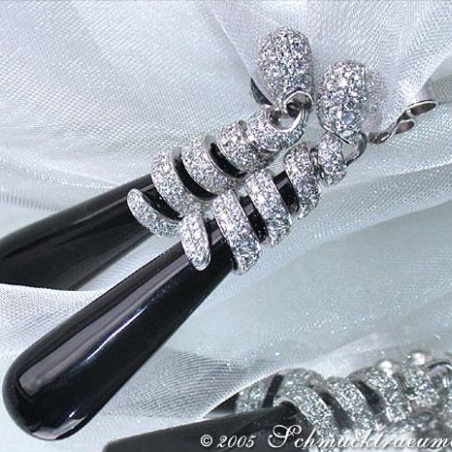 Exclusive Onyx Dangling Earrings with Diamonds