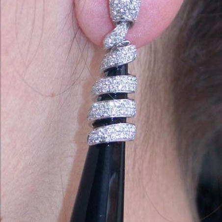 Exclusive Onyx Dangling Earrings with Diamonds