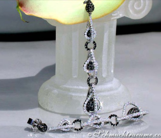 Extra long Dangle Earrings with Black & White Diamonds