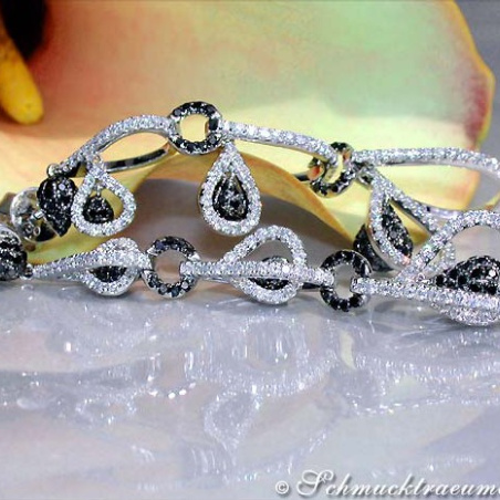 Extra long Dangle Earrings with Black & White Diamonds