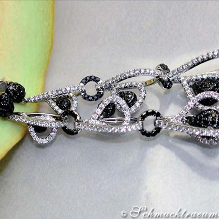 Extra long Dangle Earrings with Black & White Diamonds