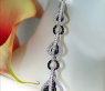 Extra long Dangle Earrings with Black & White Diamonds