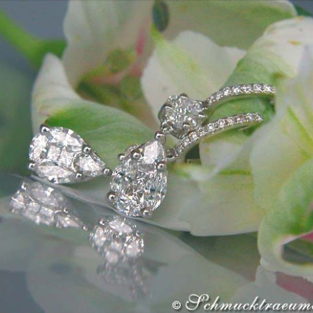 Magnificent "Illusion Style" Diamond Earrings