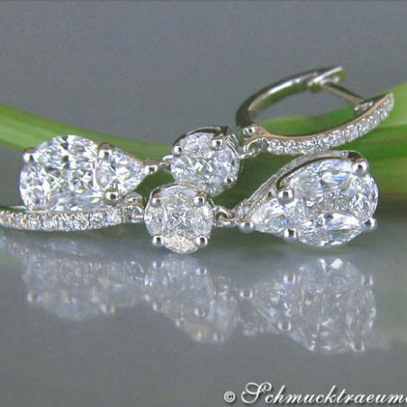 Magnificent "Illusion Style" Diamond Earrings