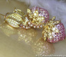 Strawberry Style Dangling Earrings with Pink & Yellow Sapphires