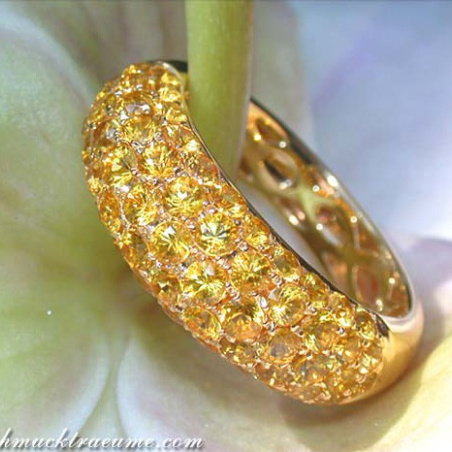 Gelber Saphir Pavéring in Gelbgold 585