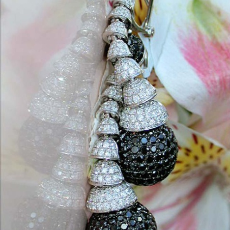 Unusual Dangling Earrings with Black & White Diamonds