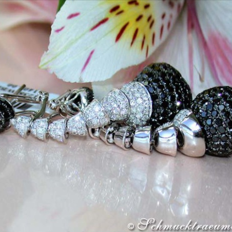 Unusual Dangling Earrings with Black & White Diamonds