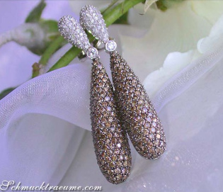 Magnificent Natural Brown & White Diamond Earrings