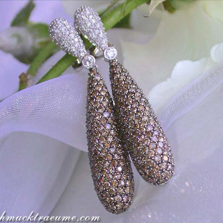 Magnificent Natural Brown & White Diamond Earrings