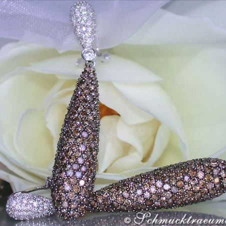 Magnificent Natural Brown & White Diamond Earrings