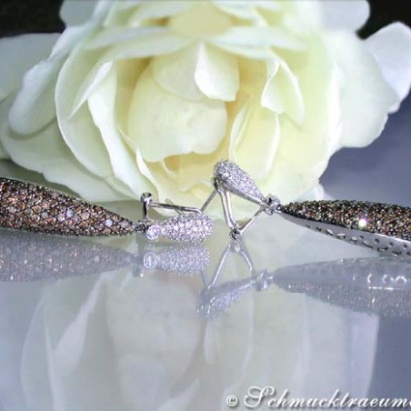 Magnificent Natural Brown & White Diamond Earrings