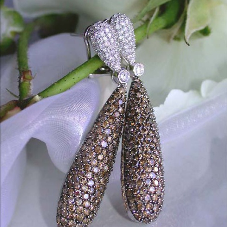 Magnificent Natural Brown & White Diamond Earrings