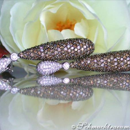 Magnificent Natural Brown & White Diamond Earrings