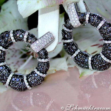 Opulent Black & White Diamond Earrings