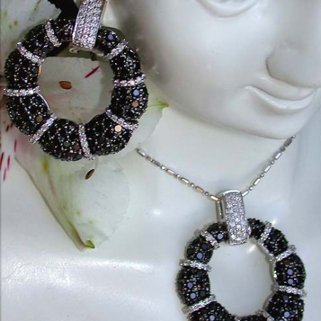 Opulent Black & White Diamond Earrings