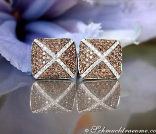 Extraordinary Brown & White Diamond Stud Earrings