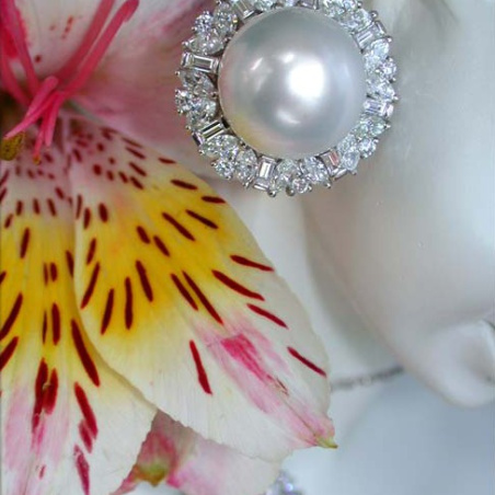 Sensational South Sea Pearl Earrings with Diamonds