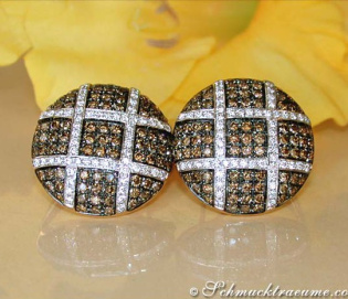 Extravagant Earrings with Natural Brown & White Diamonds
