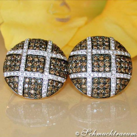 Ohrstecker mit braunen & weißen Brillanten