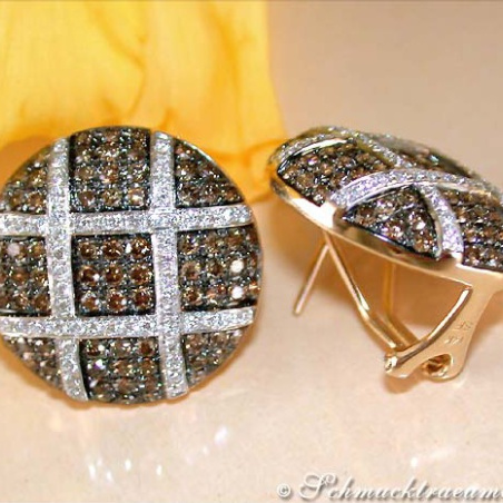 Ohrstecker mit braunen & weißen Brillanten